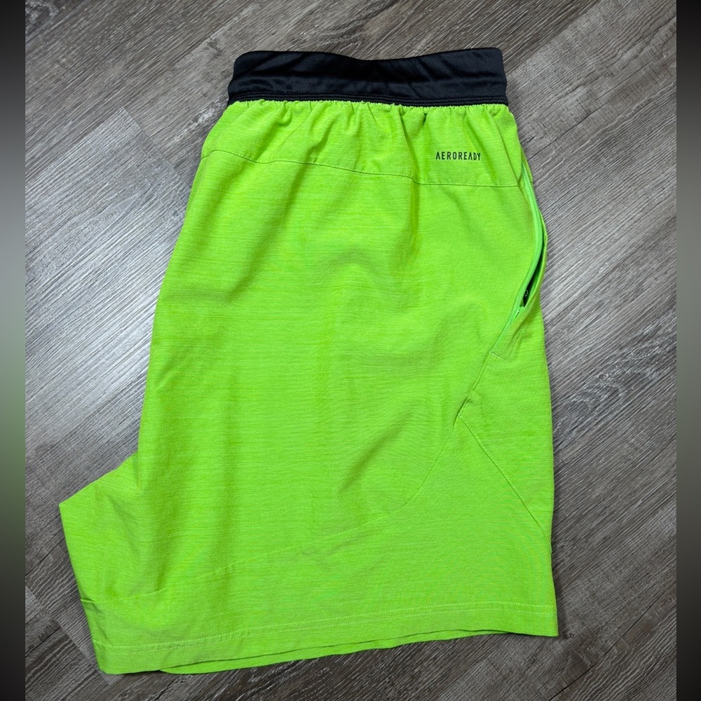 Adidas Men’s Lime Green Axis 6” Athletic Running Shorts - Picture 3 of 3